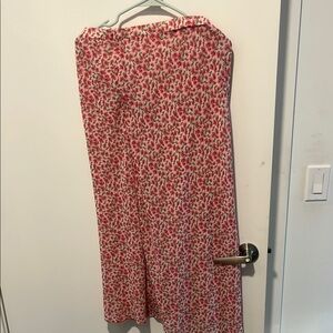 Lulu's Red and White Midi Pencil Skirt Wrap Casual